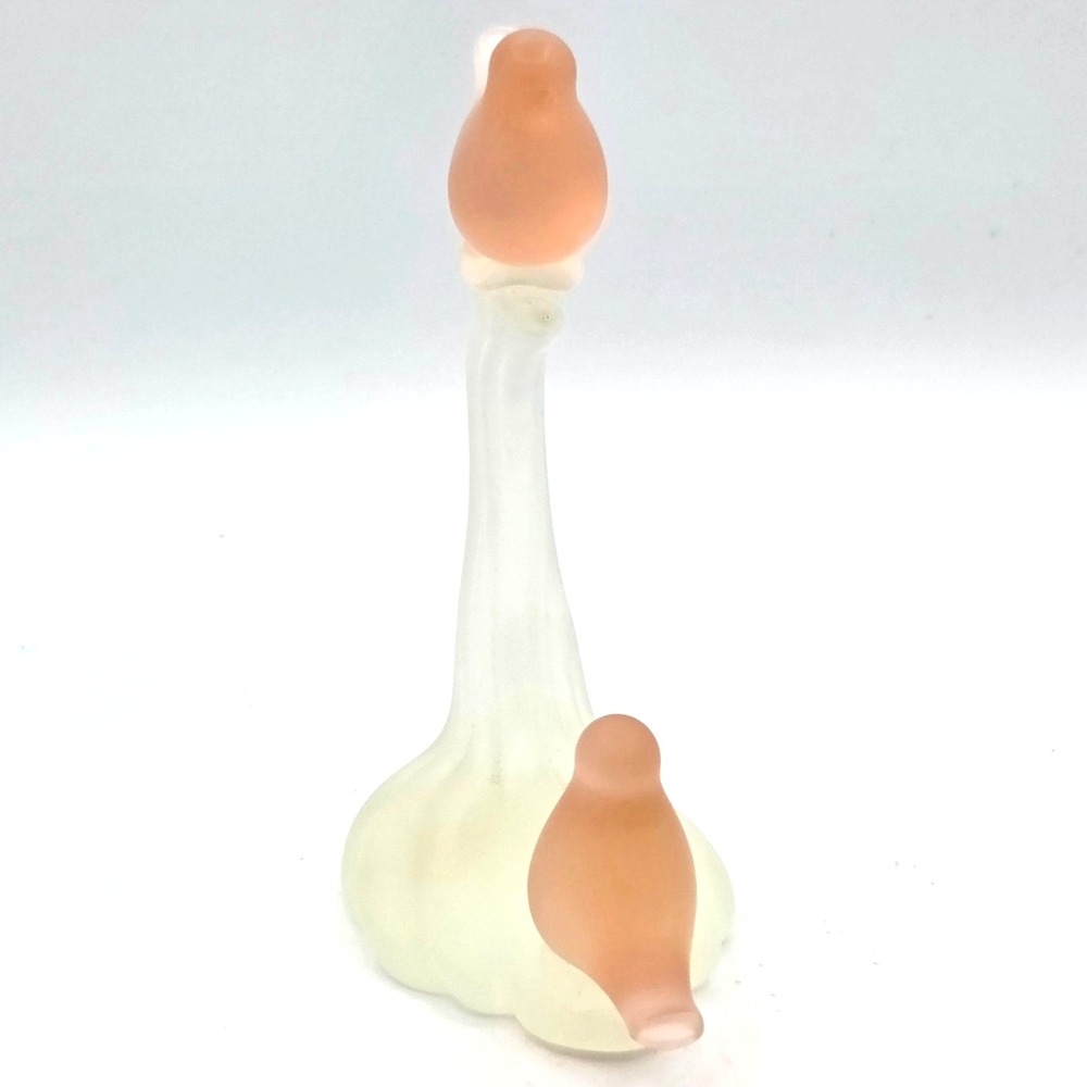 Pink Satin Glass Love Birds on Branch Hallmark Crowning Touch Collection Cottage - Picture 7 of 8